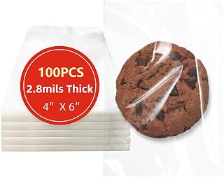 DTmasao 4x6 Inches 100 Pcs Clear Self Sealing Cellophane Bags Cookie Bags Resealable Cellophane Bag for Packaging Cookies,Gifts,Favors, Products,Candy