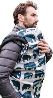 BundleBean - Babywearing Lightweight Raincover (Grey Elephant) - Waterproof & Windproof Baby Carrier, Includes Storage Bag, Silky-Soft Waterproof Fabric, Universal Fit, New Born to 4 Years Old