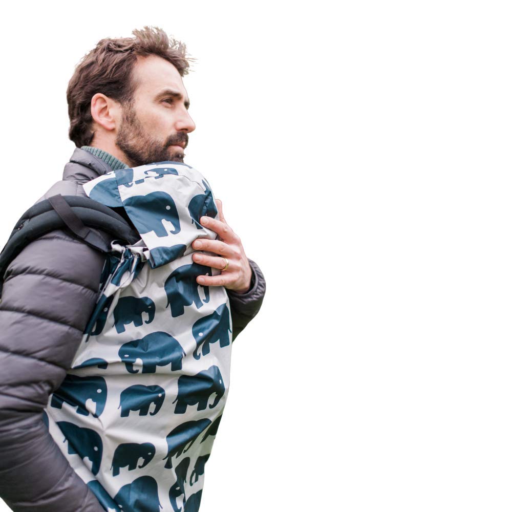 BundleBean - Babywearing Lightweight Raincover (Grey Elephant) - Waterproof & Wi