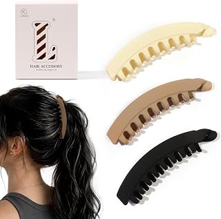 Banana Hair Clips for Women, 3 Pieces Large Vintage French Banana Hair Clips Matte Hair Clips for Thick, Thin, Medium, Thin, Pretty Hairstyles for Women with Strong Grip, No Damage