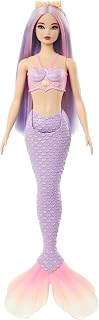 Barbie Mermaid Doll with Pink and Lilac Fantasy Hair and Accessory | Wearing Headband, Shell-Inspired Bodice and Lavender Tail, Age 3+