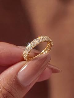 1 anillo de compromiso de plata 925 con doble fila de circonitas, regalo de joyería fina de moda para mujeres, regalos de cumpleaños, citas, uso diario, regalos para mamá, recuerdos de fiesta