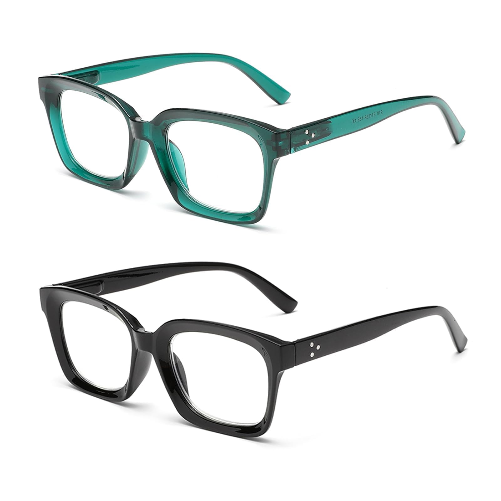 Hubeye Reading Glasses for Women and Men Square Large Frame with Spring Hinges A