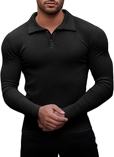 Men's Short-Sleeved Polo Shirt, Slim Fit Muscle T-Shirt, Gym Golf T-Shirts, Casual Elastic T-Shirt