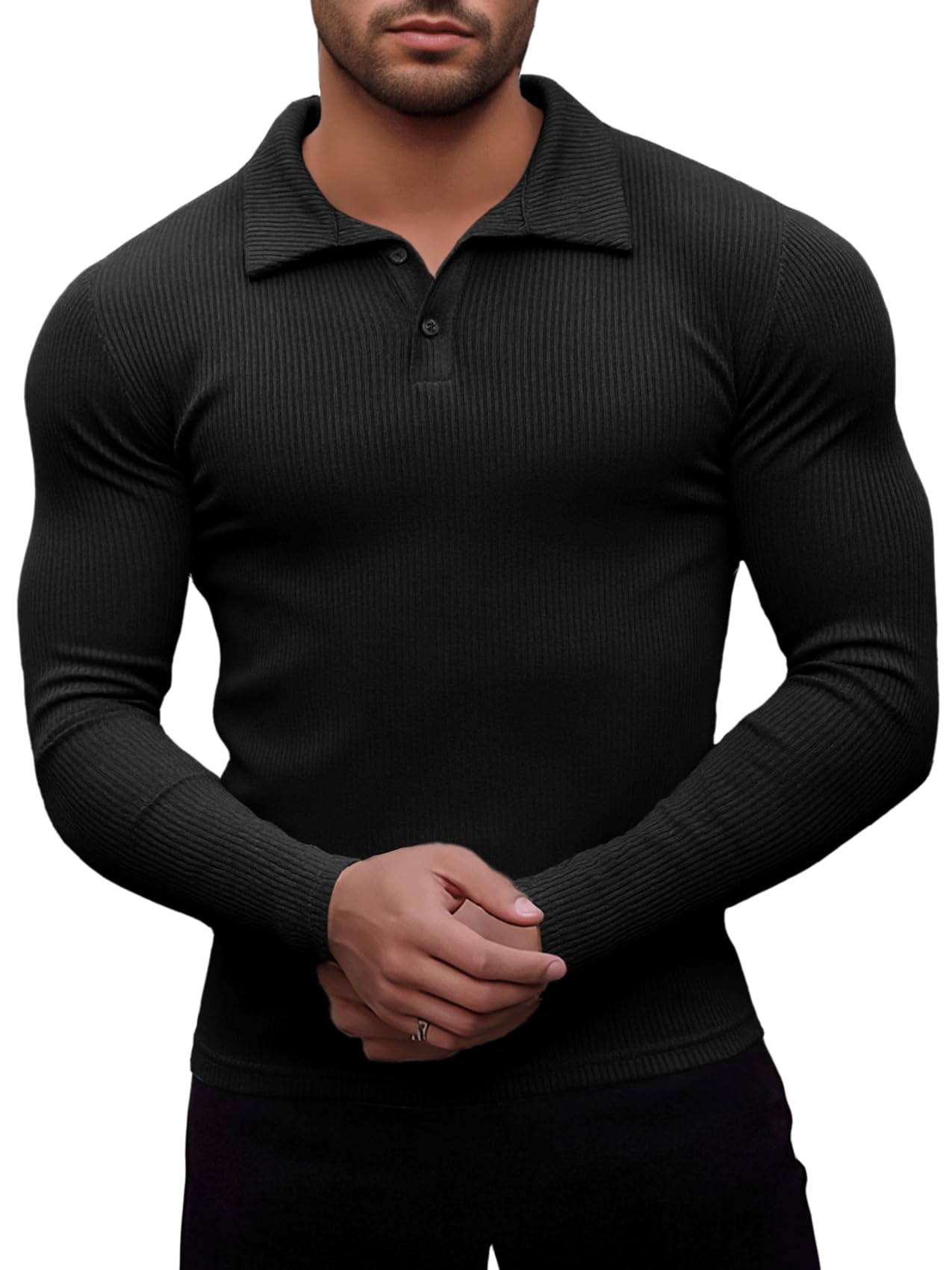 Men's Short-Sleeved Polo Shirt, Slim Fit Muscle T-Shirt, Gym Golf T-Shirts, Casu