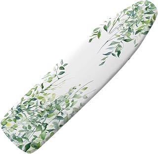 Vanideaoty Green Leaves Ironing Board Covers with Padding Standard Size 15x54 Replacement Iron Board Cover with Padding Hook and Loop