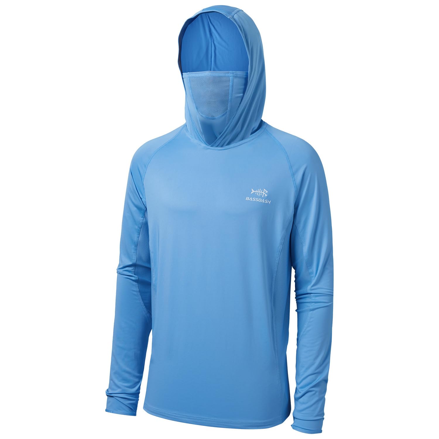 Bassdash - Men's Long Sleeve Top with UPF 50+ Protection and Built-in Face Mask,