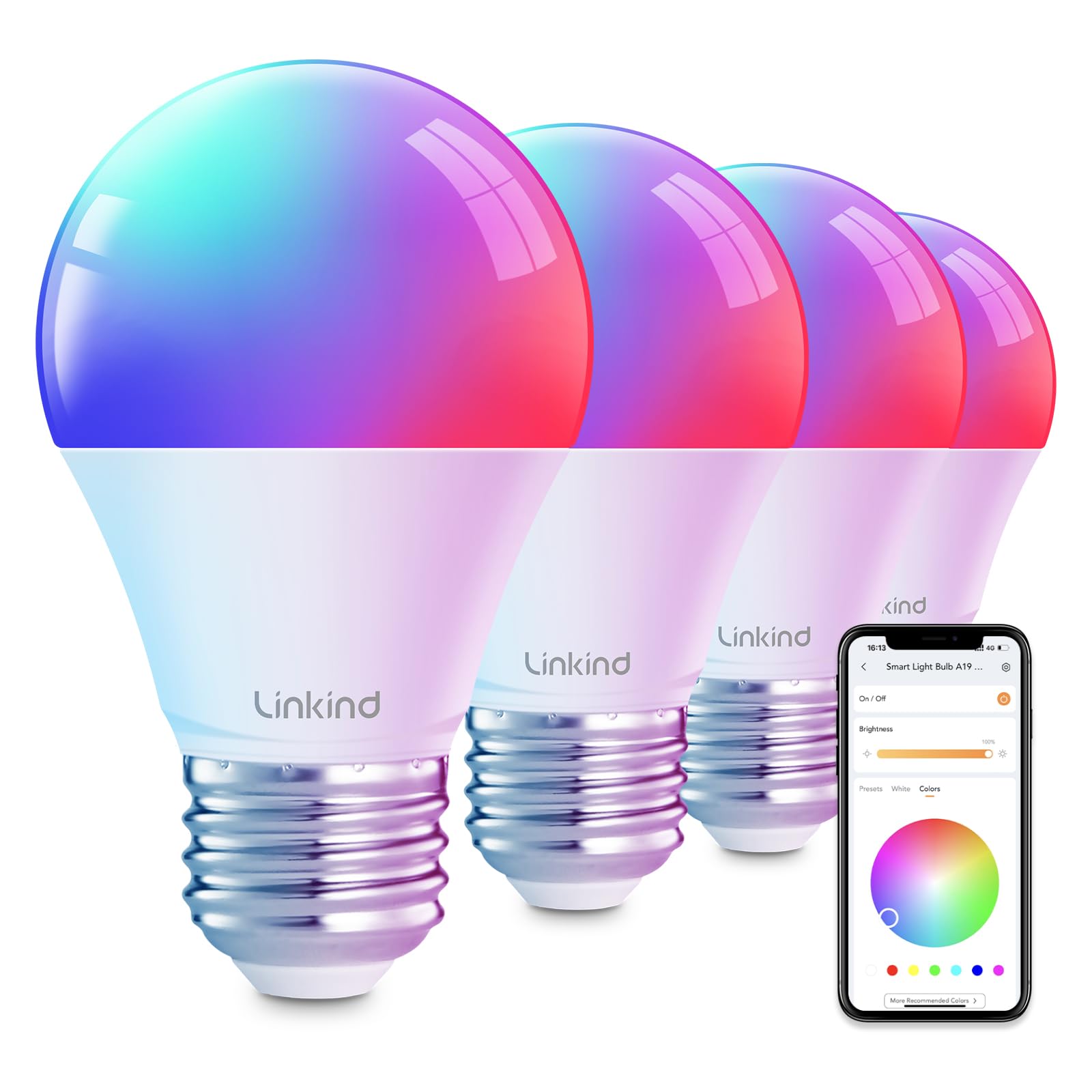 Linkind Smart Light Bulbs, Work with Alexa, Google Home, AiDot | Led Color Chang