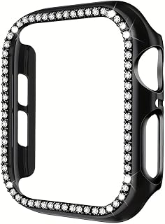 Sparkling 45mm 44mm 42mm 41mm 40mm 38mm Case Compatible with Apple Watch Series 9/8/7/6/5/4/3/2/1, Sparkling Diamond Watch Case (Black, 40mm)