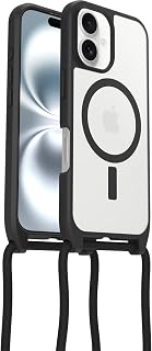 OtterBox MagSafe React Necklace Cover for iPhone 16, Transparent/Black