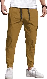 COOFANDY Mens Casual Joggers Cotton Elastic Drawstring Chino Cargo Pants