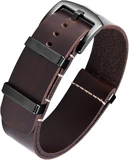 BINLUN Leather Watch Bands Replacement Strap for Crazy Horse Oil Leather Watch 18mm 19mm 20mm 21mm 22mm 24mm One Piece Straps for Men and Women with Silver/Black Buckle