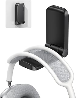 Lamicall Headphone Stand, Sticky Headset Hanger, Adhesive Headphone Holder | Headset Hook Mount Clip Under Desk, Earphone Clamp for Airpods Max, HyperX, Sennheiser, Black