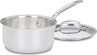 Cuisinart 1.5 Quart Sauce Pan with Cover, Stainless Steel Pot with Lid, Small Kitchen Pots, Dishwasher Safe, Compatible with Induction, Electric, Gas Cooktops, Oven Safe Saucepan, Cool Grip Handles