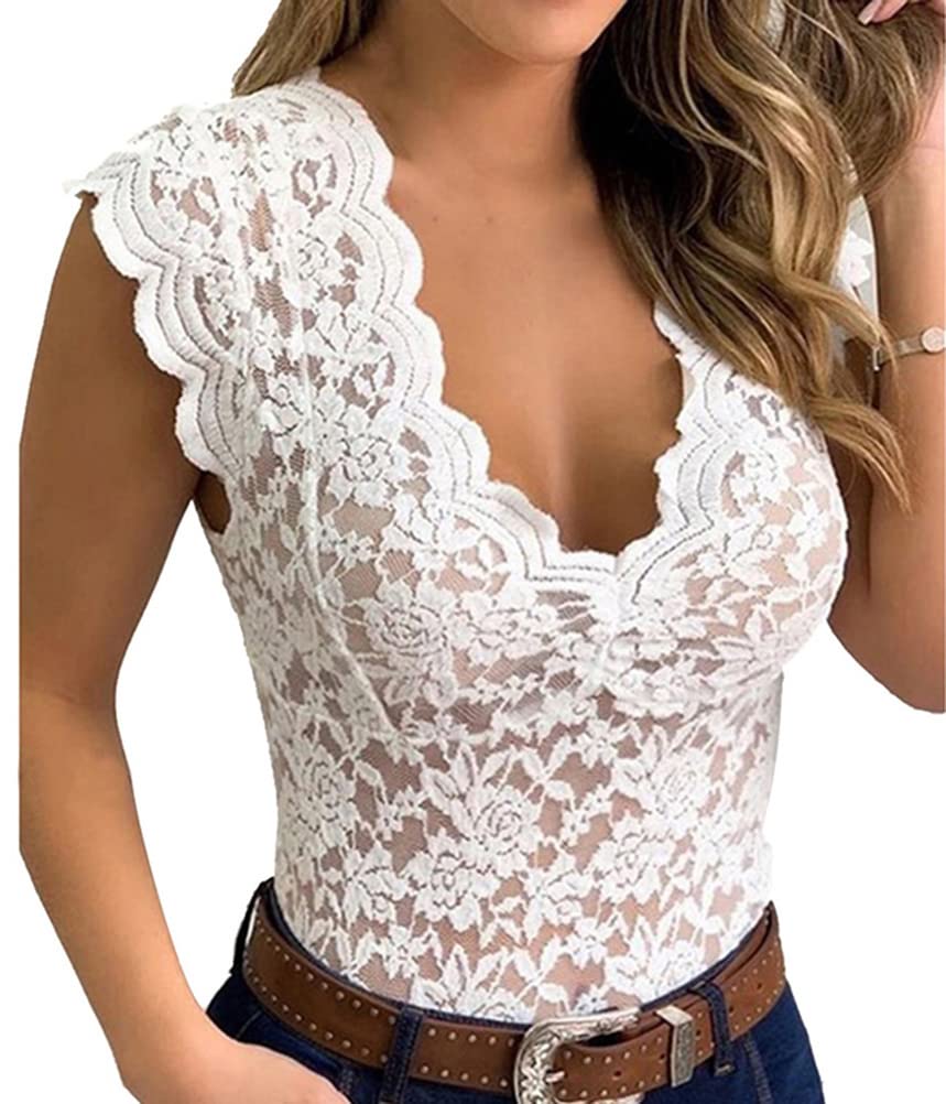 ORANDESIGNE Women's Sleeveless Tank Top Lace Vest Tank Tops Elegant T-Shirts Sle