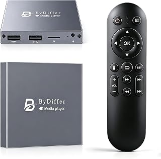 4K@60Hz HD Digital Media Player for USB Drive/Micro SD Card for TV | Plug & Plug, HDMI & Analog AV Optical, USB Video Player Support H.265/HEVC MP4 MKV MP3 Phote PPT, Looping Auto Playback