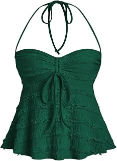SOLY HUX Women's Peplum Halter Tops Babydoll Y2k Cute Summer Cami Top