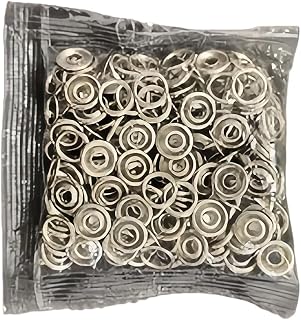 50 Sets Metal Snap Buttons (200 Pieces) - 6.5mm Silver Clasps for Sewing, Clothing, Bags, Crafts - Replacement Copper Snaps
