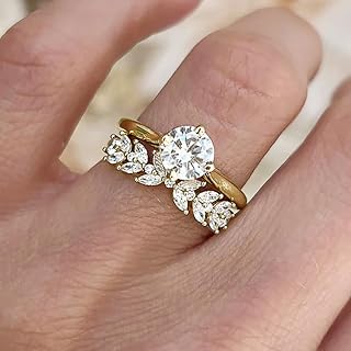 2pcs Fashion Women Cubic Zirconia Ring Set