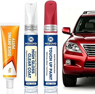 Deep Cherry Red (JRP) Touch Up Paint Compatible with Jeep, All in One Car Scratch Repair Kit with Primer Putty & Clear Coat, Complete Sanding Tools Set for Scratches Chips Nicks