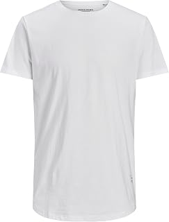 Jack & Jones JJENOA T-Shirt Mode Virilha Curta Plus Size Homens, Round Gola, Short Sleeve, Long,