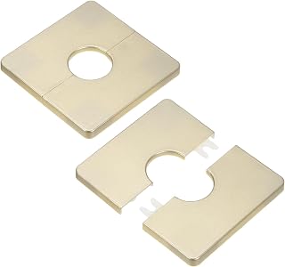 Generic 2 Pack Wall Split Flange for 1"/25mm OD Pipe ABS Escutcheon Plate Square Self Adhesive Plumbing Cover Plate for Plumber/Faucet [Gold Tone]