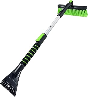 SEAAES Ice Scraper with Snow Brush for Car Windshield | Extendable Snow Brush with Foam Grip, No-Scratch Bristles, Ice and Snow Scraper for Truck, SUV, Vehicle Windows