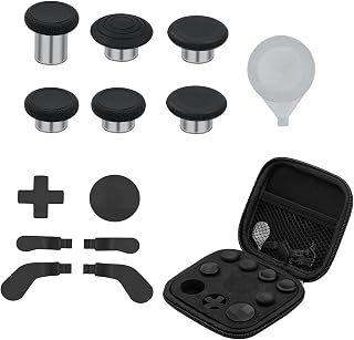 Mcbazel 13 in 1 Metal 6 Swap Thumbsticks Joysticks, 4 Trigger Paddles, 2 D-Pads with Adjustment Tool and Carry Case for Xbox One Elite Series 2 Controller - Black