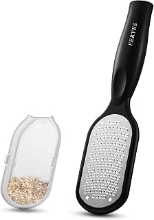 FERYES Foot File Callus Remover with Dead Skin Catcher – The Genius Foot Scrubber for Mess-Free Pedicures, Heel Scraper for Cracked Heel Treatment, Wet & Dry Use Feet Rasp - Black