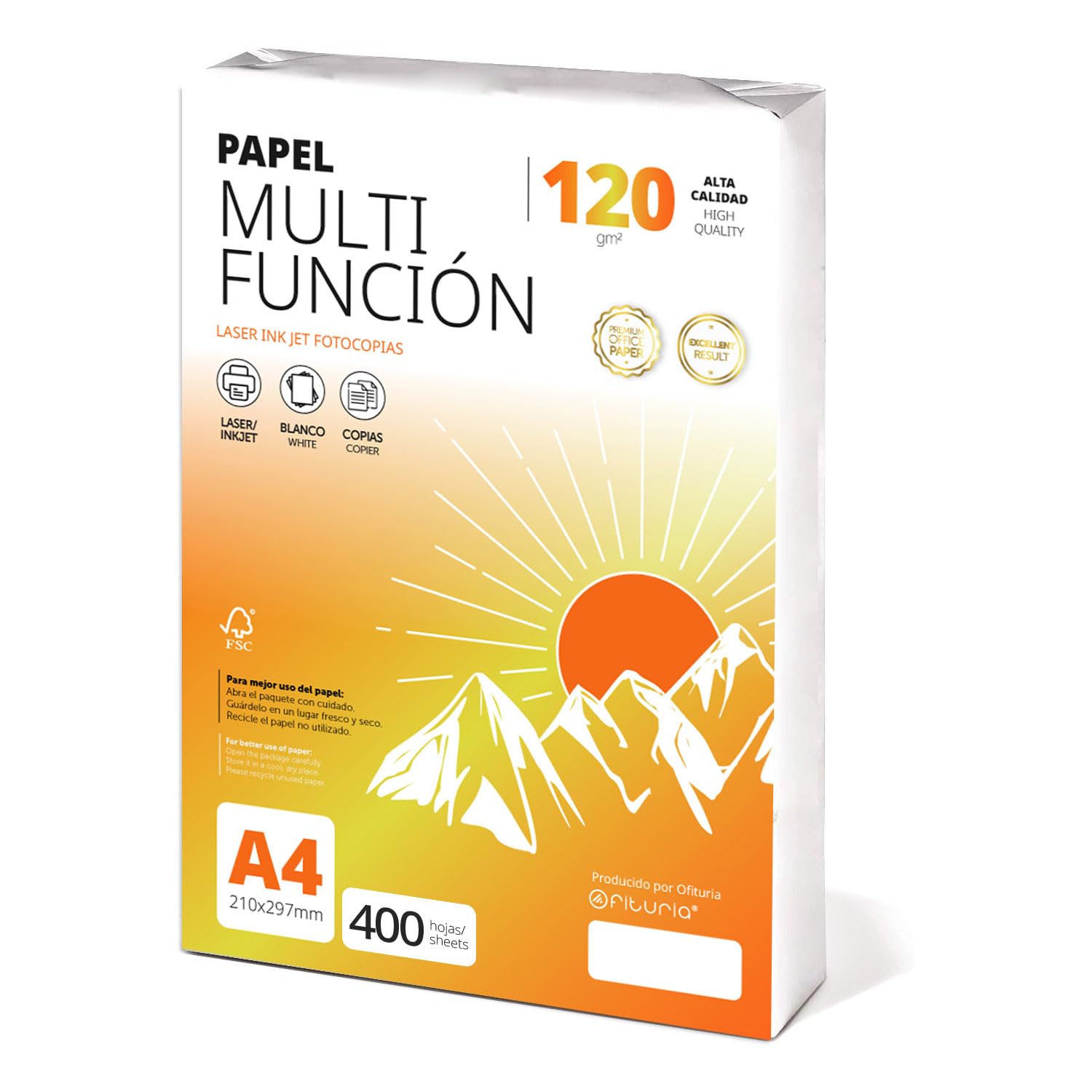 Ofituria A4 Copier Paper 120gsm 400 Sheets Multipurpose Paper for Laser and Inkj