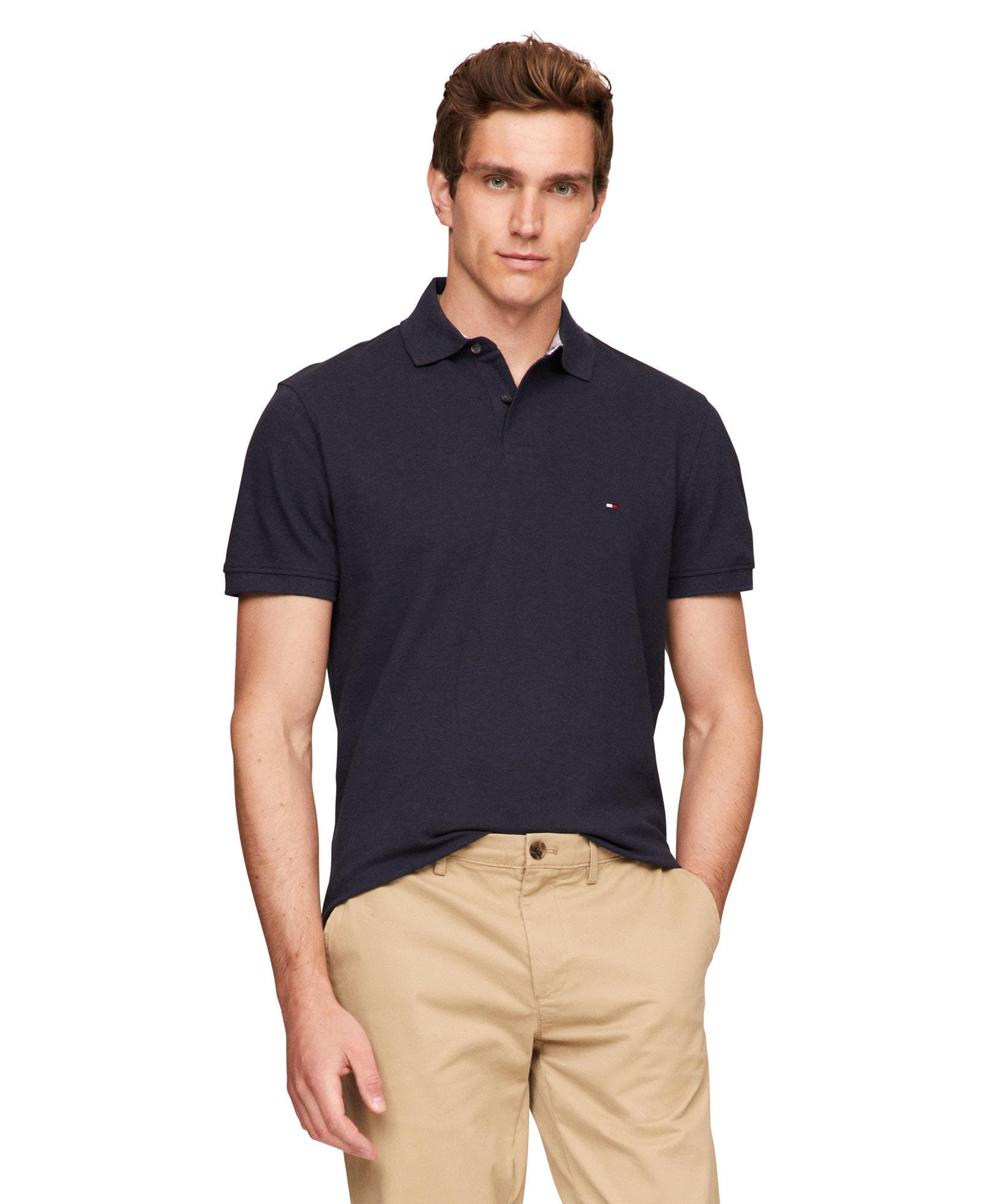 Tommy Hilfiger Men's Short Sleeve Polo Shirts in Classic Fit with Stretch and Or