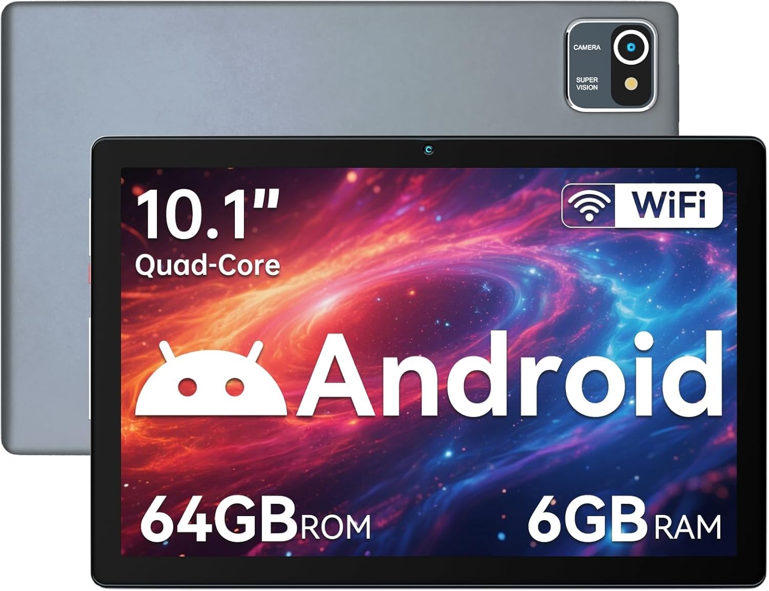 Hakaug Tablet 10 Inch Android OS Quad-Core 6GB RAM 64GB ROM 5000 mAh Battery 128