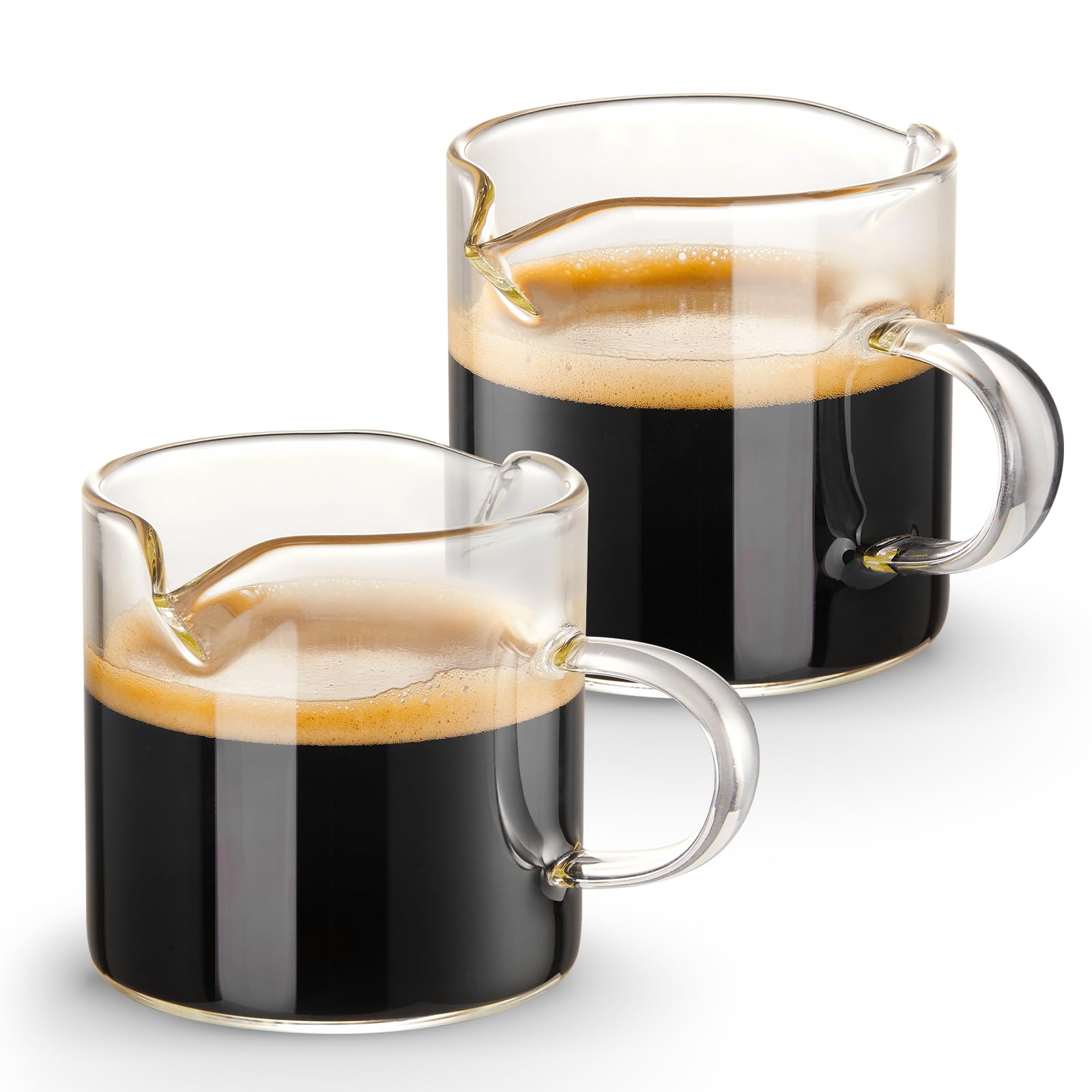 Qipecedm Espresso Cups Set of 2, 4 OZ Double Spouts Cups, Shot Glasses, Milk Cup