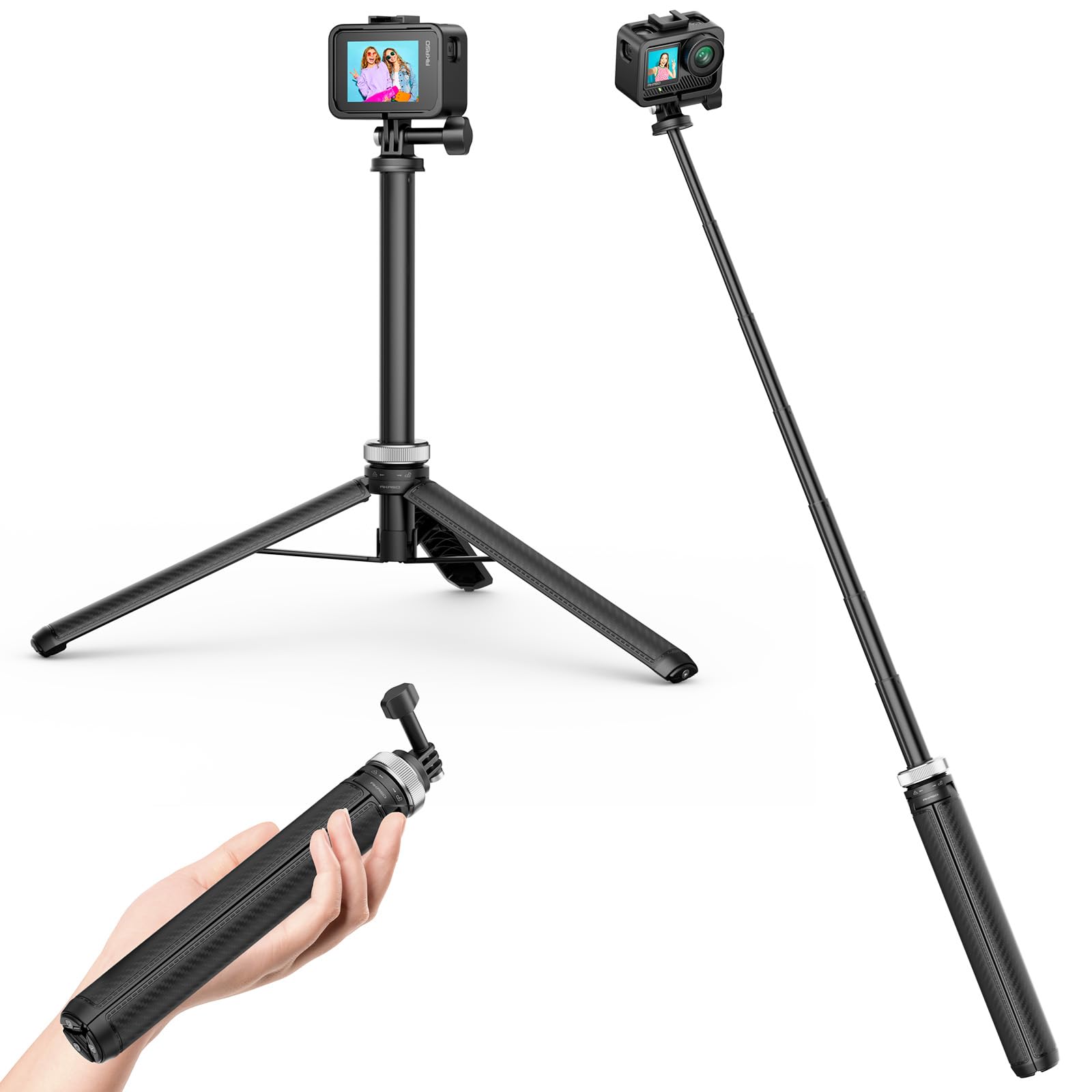 AKASO 63"/160cm Selfie Stick Tripod Extendable Action Camera Mount