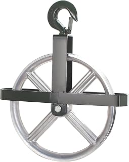 POPMOON Scaffold Hoist Pulley 12" Scaffolding Wheels Aluminum Pulley Wheel | Heavy Duty Ladder Hooks Pulley with Safety Latch Lock, Scaffold Pulley Hoist for Lifting with Rope Load 1000lbs