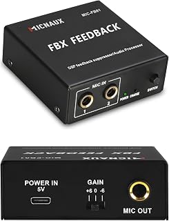MICNAUX Mini Feedback Suppressor, Professional 2-in 1-Out Microphone Anti-Howling Effector Audio Processor, Frequency Shifter for Conference Room Recording Studio Stage KTV