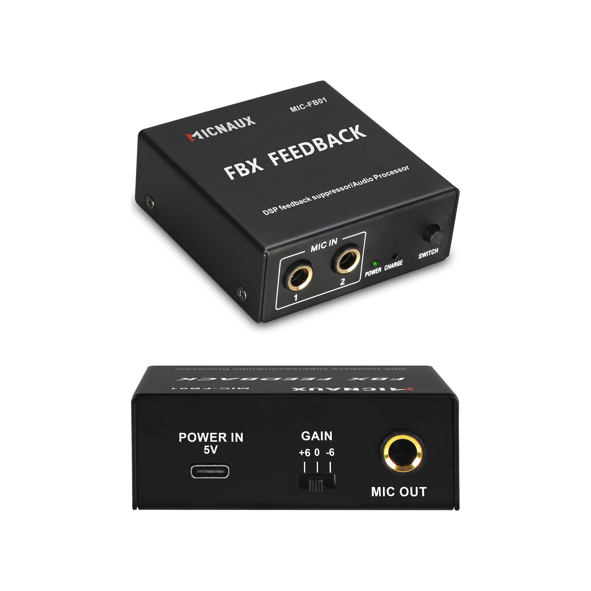 MICNAUX Mini Feedback Suppressor, Professional 2-in 1-Out Microphone Anti-Howlin
