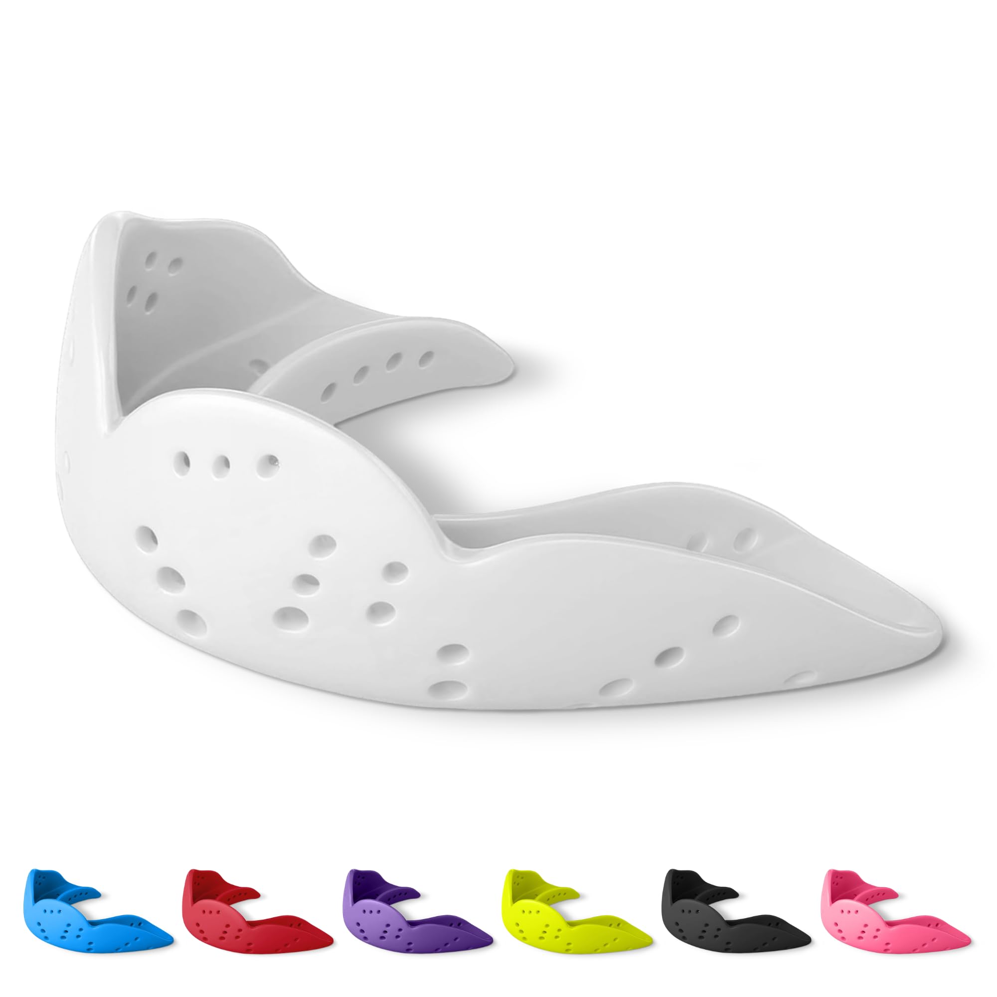 SISU Aero Medium Mouthguard, Snow White - 30% Stronger Protection for Lacrosse, 