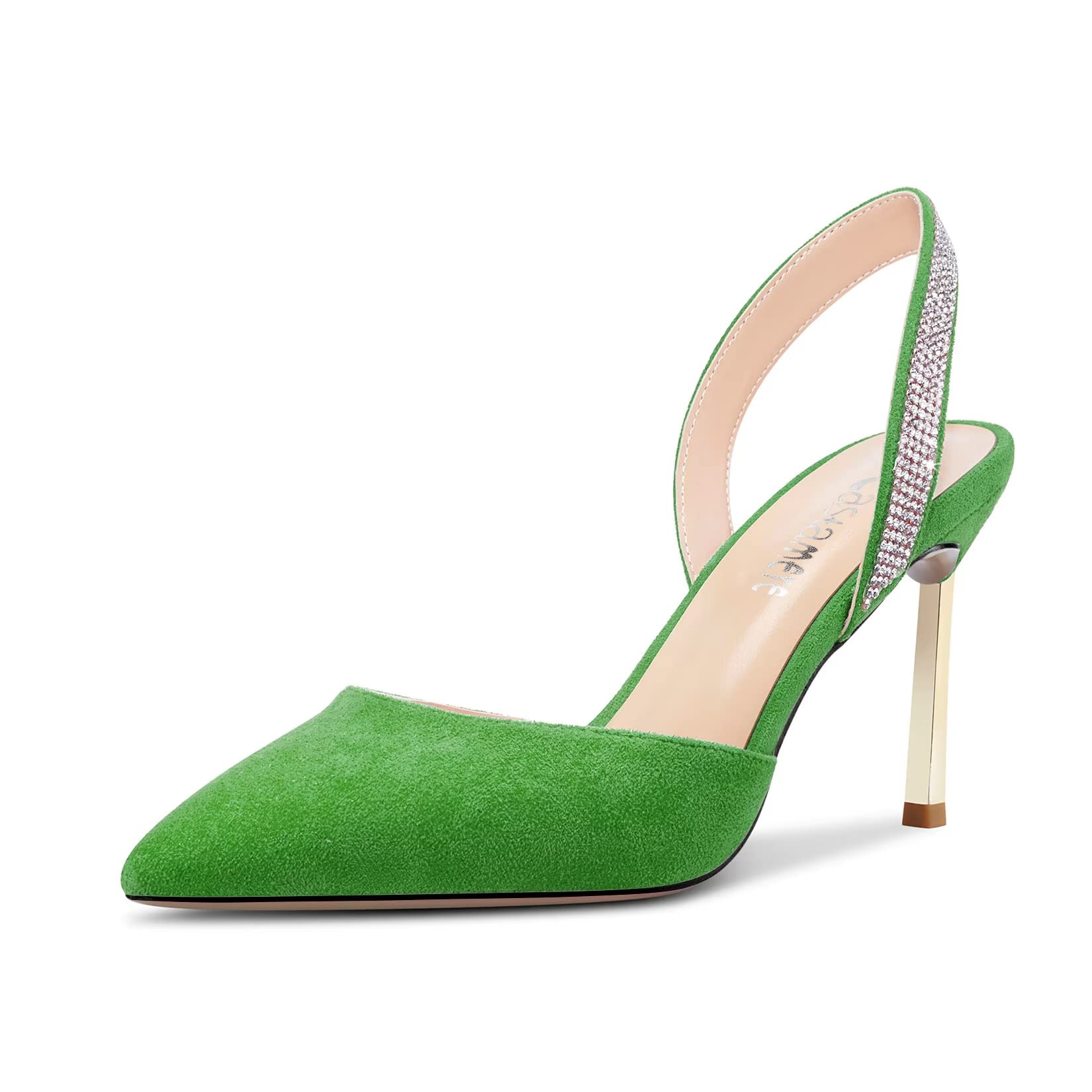 Castamere Women's High Heel Pointed Toe Pumps Slingback Slip-on Diamond Crystal 