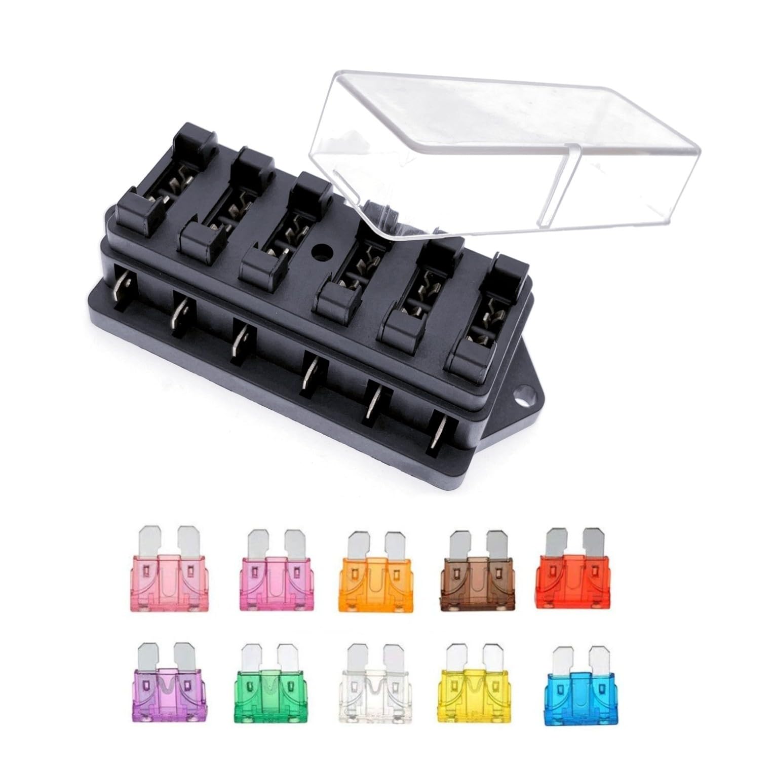 JZK BH-6P 12V 24V 32V 6 way standard blade fuse holder box board fusebox for car