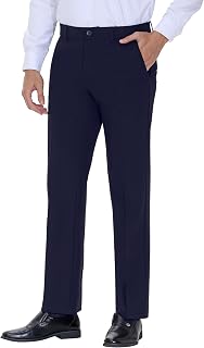 Soojun Men's Modern Fit Flex Flat Front Dress Pants