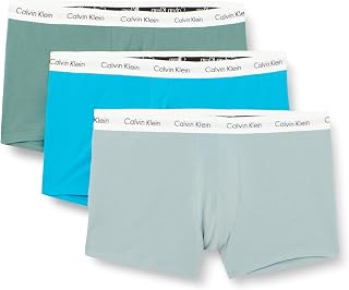 Calvin Klein Cotton Stretch 3 Pack Low Rise Trunk, Citrina/Blue Burst/Strawberry Field, Blue (Viv Bl, Arona, Sageb Grn W/Wh Wbs)
