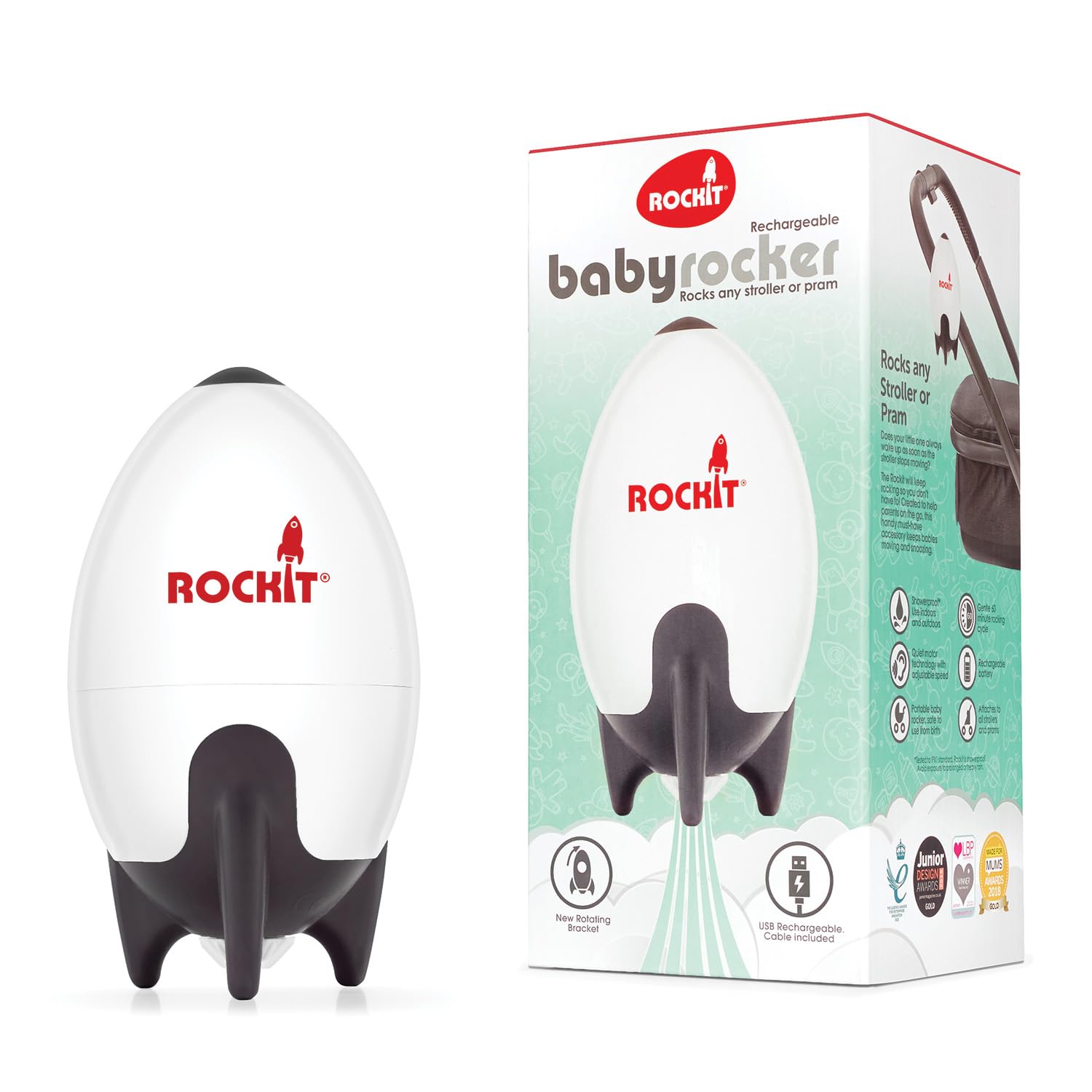 Rockit Rocker Rechargeable Pram Rocker | Baby Pushchair Rocking Device, Soothing
