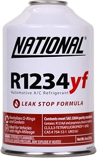 National R1234yf with Leak Stop Automotive A/C Recharge, 8-Ounce, 1 | Leak Stop, R-1234yf Left handed thread