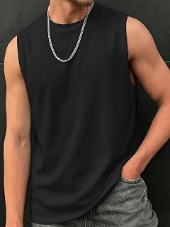 Mens Round Neck Sleeveless Tank Top Spring Summer Beach Vacation Casual Versatile