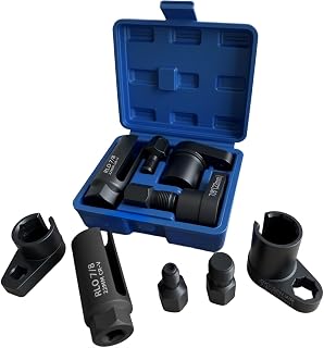 GIroiyai 5PCS Oxygen Sensor Wrench &amp; Thread Repair Kit, Offset Low Profile O2 Sensor Socket Set with Thread Chasers, Chrome Vanadium Steel Automotive Tool for Removal and Installation