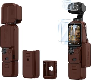 BRDRC Pocket 3 Silicone Cover, For Xtra Muse Protective Case Lens Protector Scratch-Resistant Sleeve Skin Compatible with DJI OSMO Pocket 3 Creator Combo/Xtra Muse Accessories (Brown)