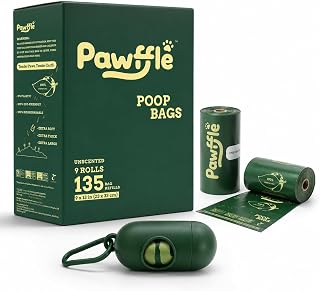 Biodegradable Dog Poo Bags, 135 Count, 9 Refill Rolls, Unscented