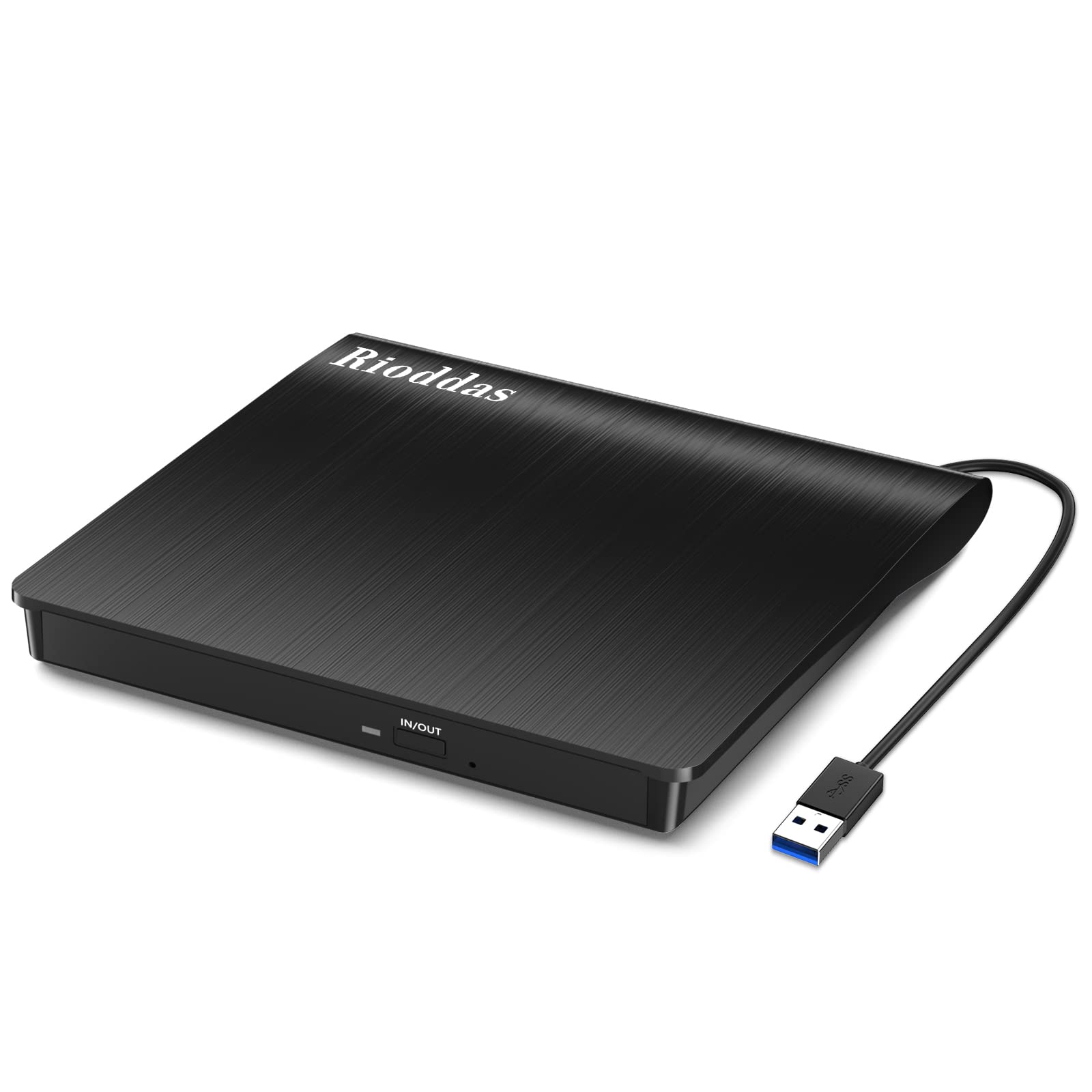 Rioddas External CD/DVD Drive for Laptop, USB 3.0 CD DVD Player Portable +/-RW B