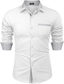 COOFANDY Men's Long Sleeve Dress Shirt Plaid Collar Casual Button Down Shirts